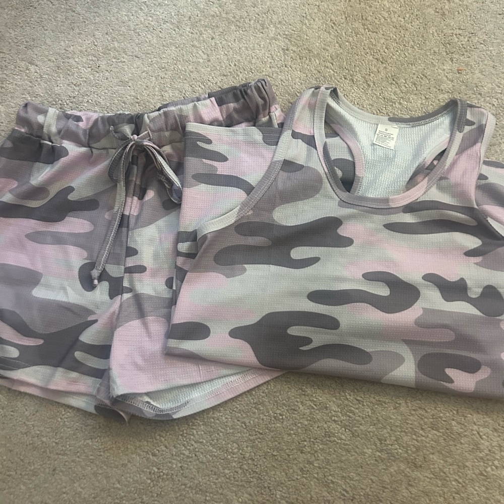 Pink and grey camo pajama set